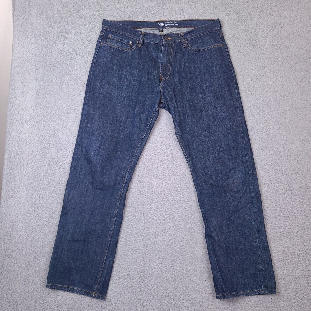 GAP Jeans Mens 37x30 Blue Straight Fit Dark Wash 100% Cotton Straight Leg